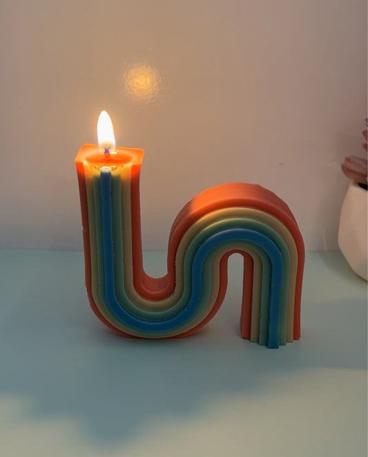 Rainbow Wavy Candle